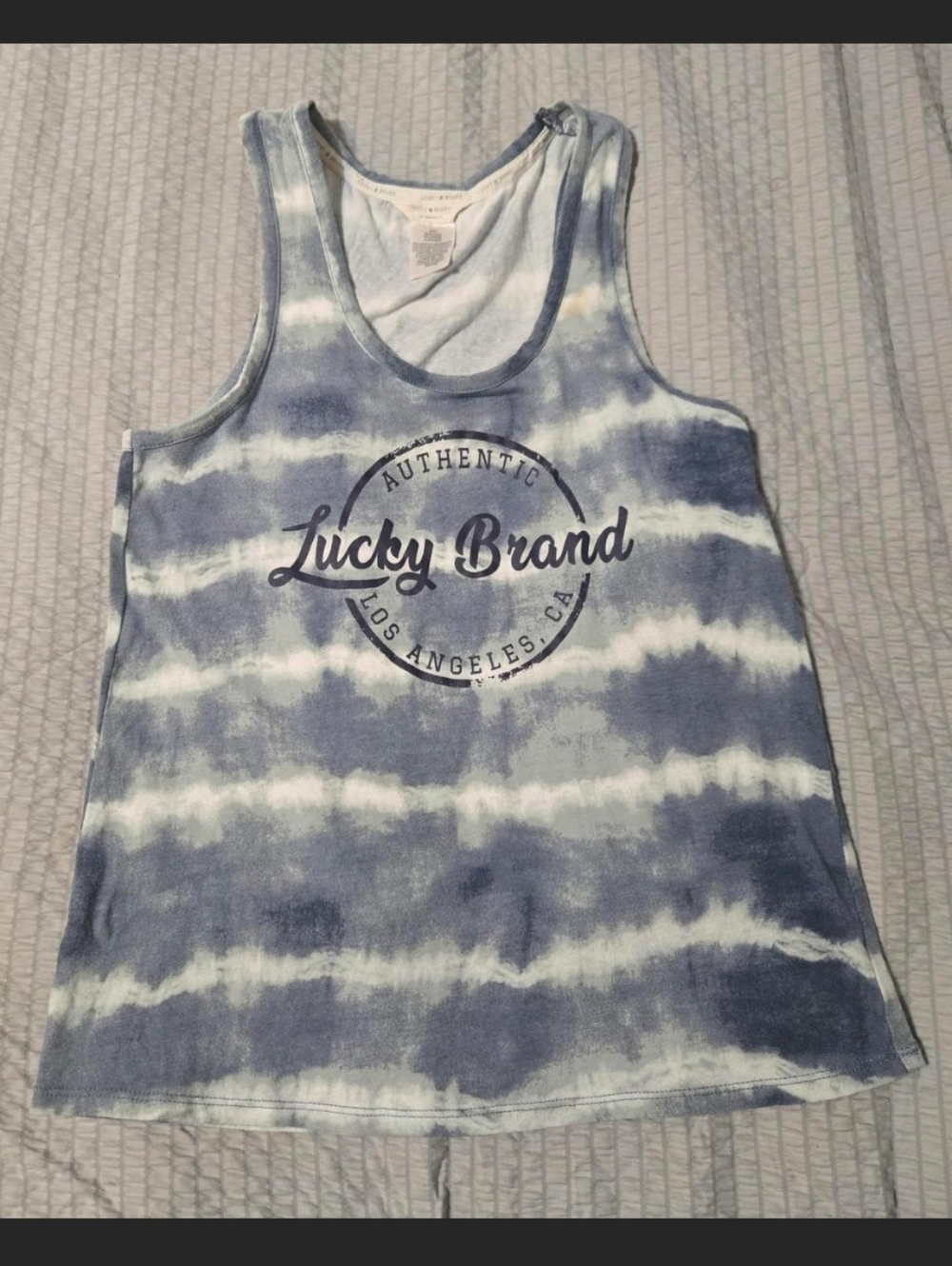 Lucky Brand Light Blue & White Tie-Dye Tank
